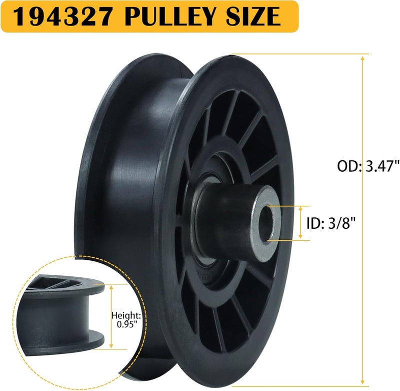 BOSFLAG 2 Pack 532194326 Pulley with 532194327 Pulley Replaces Craftsman 194326 Idler Pulley, 194327 Idler Pulley for Husqvarna YTH22v46, YTH20k46, LGT2654, YTH2348, YTH1542xp, YTH24v48 Ride Mowers - Image 5